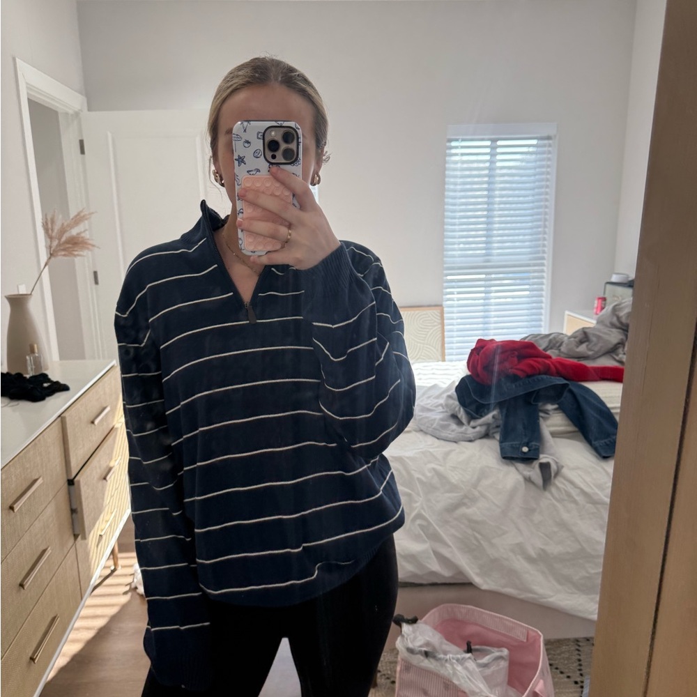 vintage navy quarter zip sweater L - Picture 14 of 14